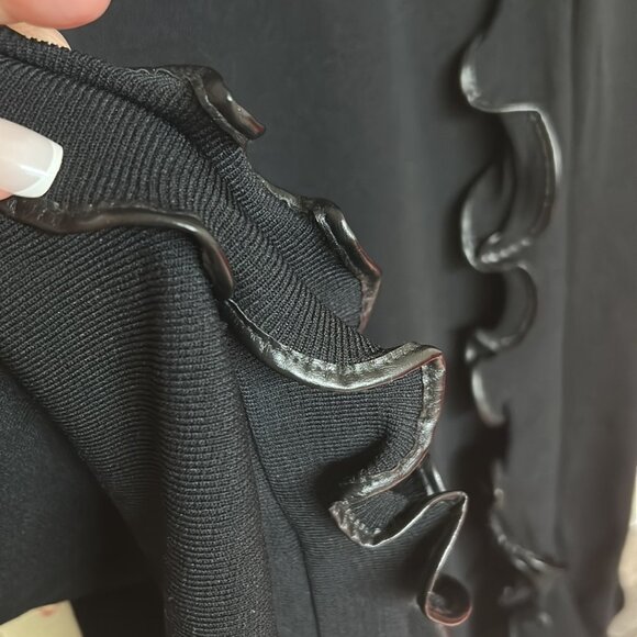 Ruffled Open Front Black Knitwear Duster Cardigan Witchy Goth Dark Vibe Size XL - Picture 2 of 7